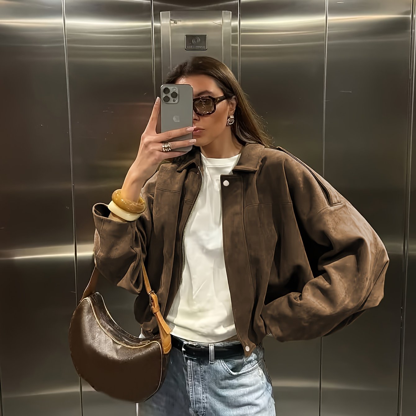 Ariel | Miękka Retro Kurtka Z Sztucznego Zamszu